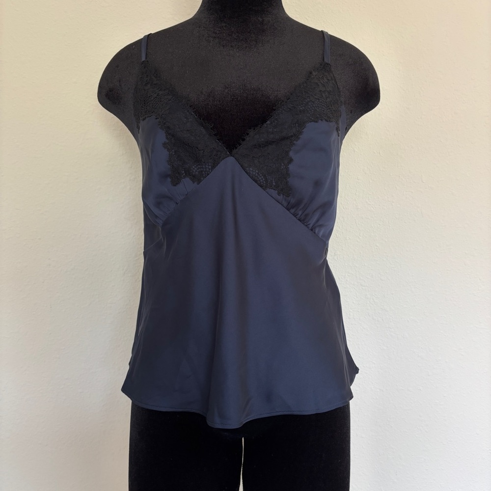 Abercrombie & Fitch Navy Satin and Lace Lingerie Sleep Camisole